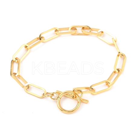 Unisex PVD Vacuum Plating 304 Stainless Steel Paperclip Chain Bracelets BJEW-H541-03A-G-1