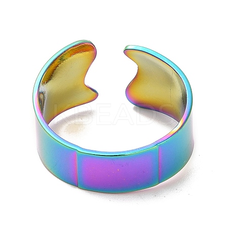 Ion Plating(IP) 304 Stainless Steel Plain Open Cuff Ring for Women RJEW-M149-22RC-1