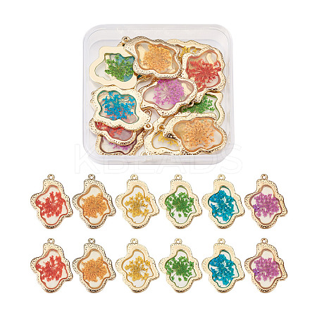 12Pcs 6 Colors Epoxy Resin Pendants RESI-CD0001-05-1