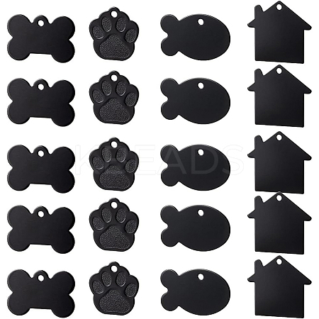 32Pcs 4 Style Aluminium Pendants ALUM-BC0001-66-1