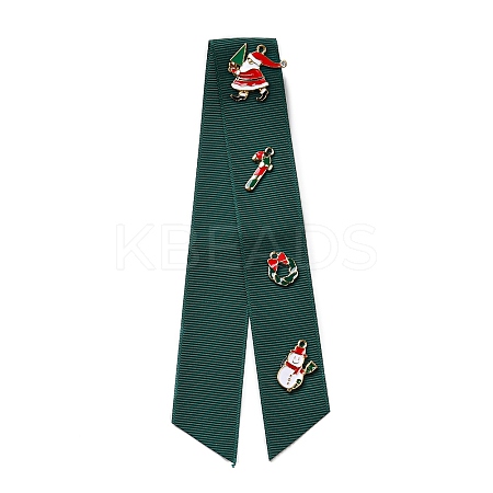 Christmas Polyester Ribbon Safety Pin Brooch LS-JEWB-H012-01B-1