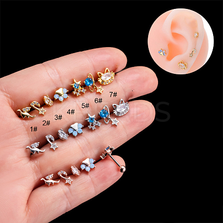 316L Stainless Steel Cubic Zirconia Cartilage Earrings for Women WGF6ABA-24-1