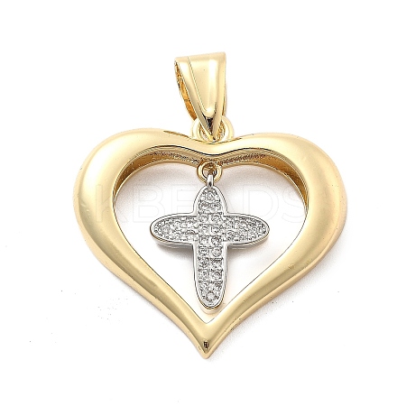 Rack Plating Brass with Cubic Zirconia Pendants KK-Q017-10A-G-1