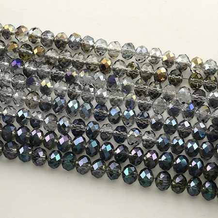 Electroplate Faceted Rondelle Glass Bead Strands EGLA-S096-6mm-M-1