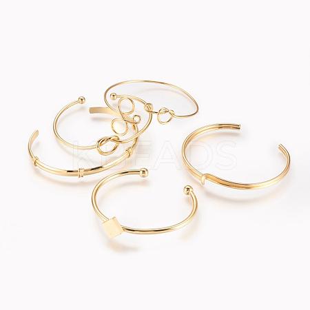 Mixed Brass Cuff Bangles BJEW-K153-02-1