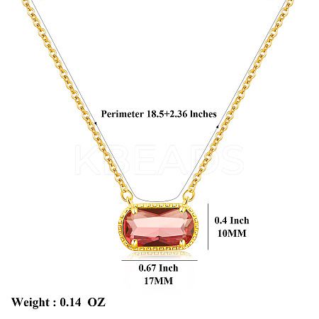 304 Stainless Steel Pave Cubic Zirconia Oval Birth Stone Pendant Necklaces for Women FS-WGC2097-12-1