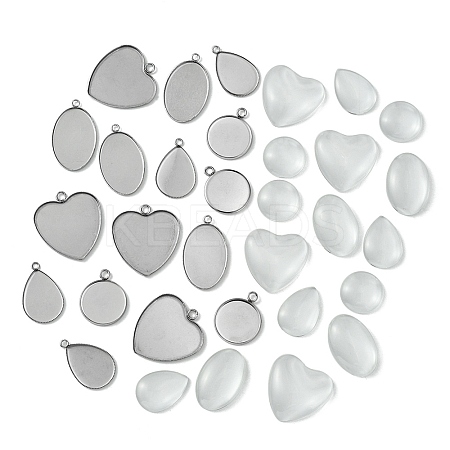 DIY Blank 304 Stainless Steel Pendant Making Kit DIY-FS0005-78-1