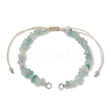 Natural Green Aventurine Chip Nylon Braided Beaded Bracelet Making AJEW-JB01296-06-1