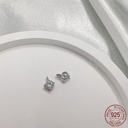 Rhodium Plated 925 Sterling Silver Micro Pave Clear Cubic Zirconia Charms STER-P054-11B-P-1