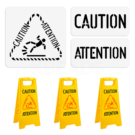Caution Attention PET Out Drawing Painting Stencils Sets DIY-WH0416-0041-1