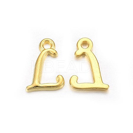Golden Plated Alloy Letter Pendants X-PALLOY-J718-01G-L-1