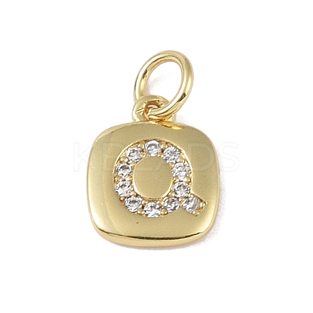 Rack Plating Brass Micro Pave CLear Cubic Zirconia Charms KK-E110-14G-Q-1