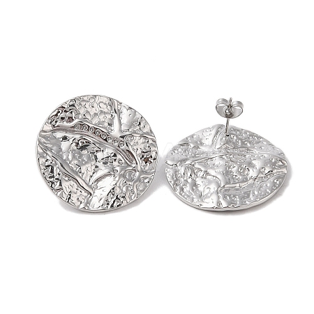 Non-Tarnish Hammered 304 Stainless Steel Studs Earring EJEW-Z049-06P-1