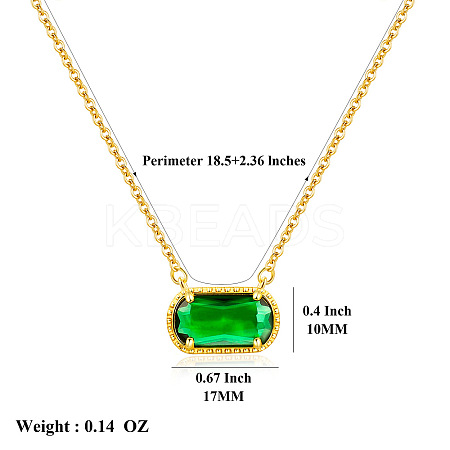 304 Stainless Steel Pave Cubic Zirconia Oval Birth Stone Pendant Necklaces for Women FS-WGC2097-03-1