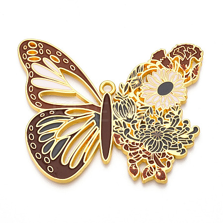 Rack Plating Alloy Enamel Big Pendants ENAM-N056-397B-G-1