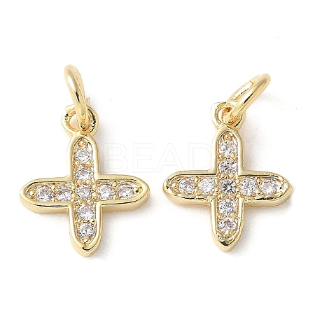 Brass Micro Pave Clear Cubic Zirconia Pendants KK-Q031-31G-02-1
