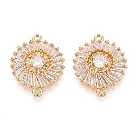 Brass Pave Clear Cubic Zirconia Connector Charms KK-N284-22G-1