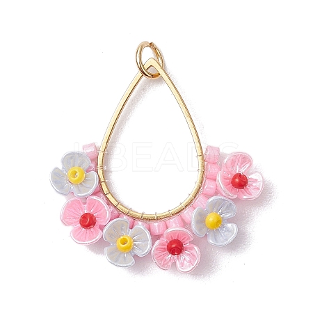 Glass Seed Beaded Pendants PALLOY-MZ00600-01-1