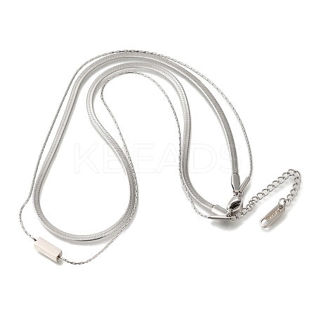 201 Stainless Steel Double Layer Snake Chain Necklaces STAS-B076-05P-1