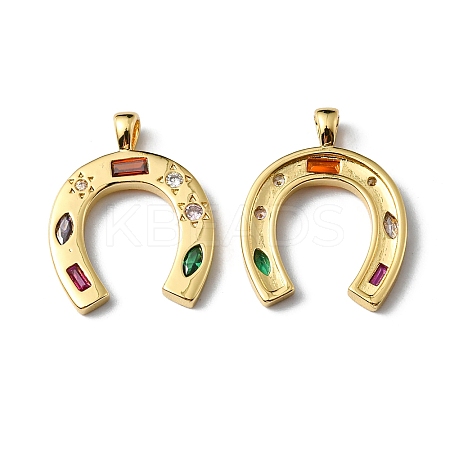 Rack Plating Brass Micro Pave Cubic Zirconia Pendants X-KK-P235-11G-1