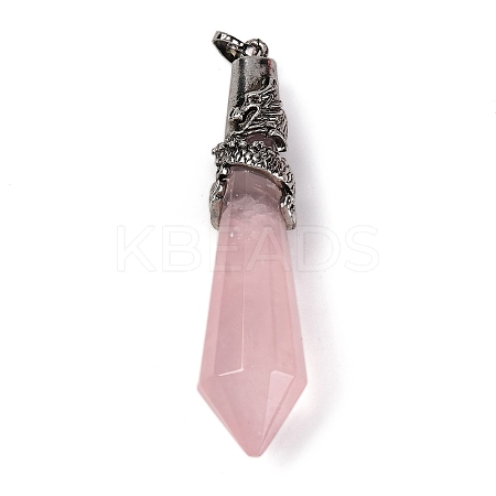 Natural Rose Quartz Pointed Big Pendants G-Q184-02M-AS-1