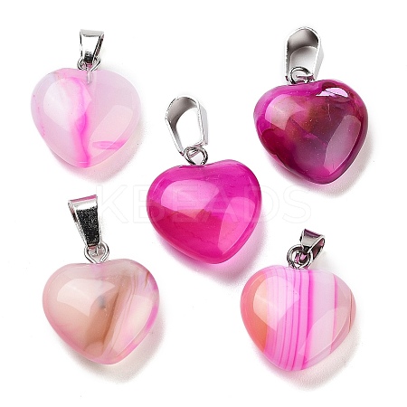 Natural Banded Agate Charms HEAR-PW0001-057-31-1