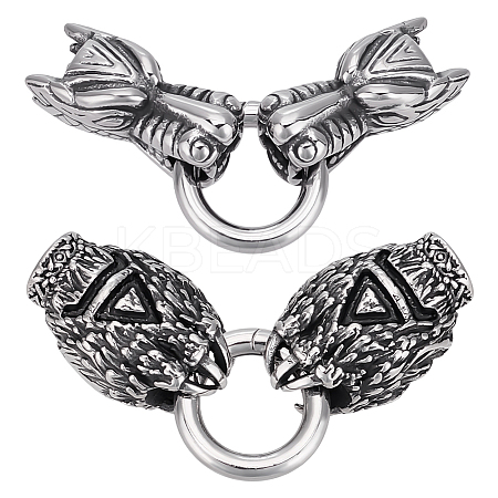 2 Sets 2 Styles Tibetan Style 304 Stainless Steel Spring Gate Rings FIND-PH0025-51B-1