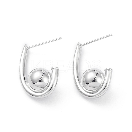 Rack Plating Brass Stud Earrings for Women EJEW-K245-28P-1