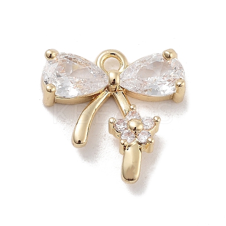 Brass Pave Clear Cubic Zirconia Charms KK-Z061-17G-1