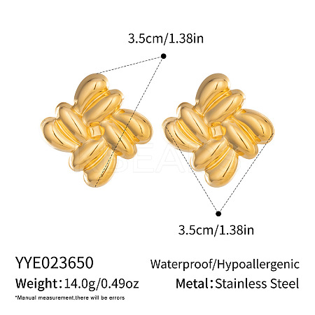 304 Stainless Steel Geometric Textured Rhombus Stud Earrings LJ6925-1-1