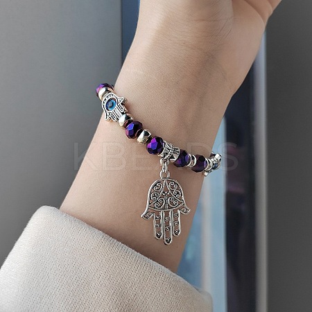 Alloy Turkiye Hamsa Hand Pendant Bracelets XI4763-4-1
