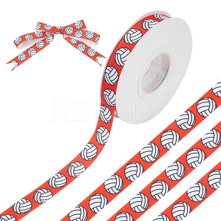 20 Yards Sport Ball Printed Polyester Volleyball Grosgrain Ribbon OCOR-WH0085-75A-02-1