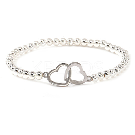 Interlocking Heart 304 Stainless Steel Link Bracelets ZF9724-6-1