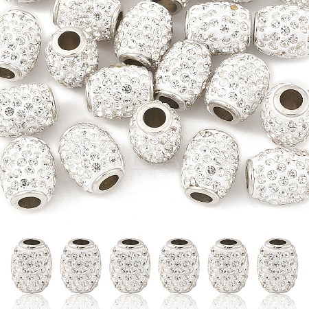 20Pcs Handmade Polymer Clay Rhinestone European Beads CPDL-YW0001-03-1
