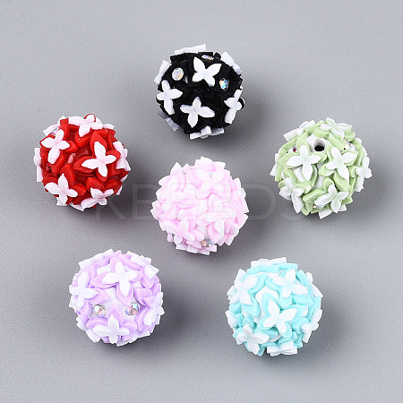 Handmade Polymer Clay Rhinestone and Resin Beads CLAY-T022-01M-1