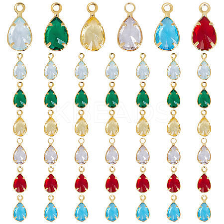 48Pcs 6 Colors Glass Charms KK-PH0010-45-1