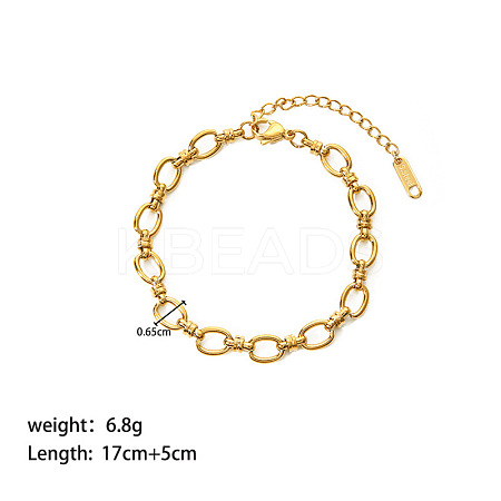 European Style 304 Stainless Steel Link Chain Bracelet for Women HM2215-9-1