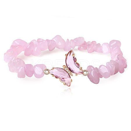Fashionable Natural Rose Quartz Chips Beaded Bracelets TI6720-3-1