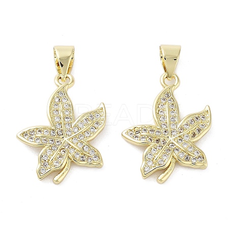 Flower Brass Micro Pave Cubic Zirconia Pendants KK-E102-10G-1