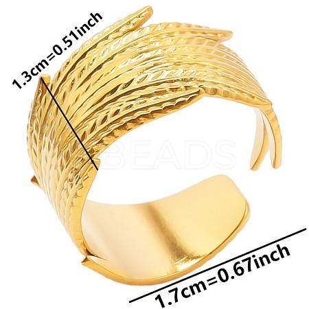 Minimalist Wheat 304 Stainless Steel Cuff Rings IK4718-2-1