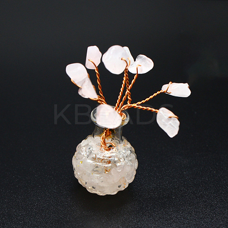 Natural Rose Quartz Chips Tree Decorations PW-WG47813-07-1