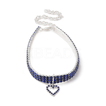 Adjustable 3-Row Iron Rhinestone Cup Chain Pet Collars LS-AJEW-A054-01B-1