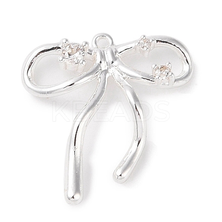 Brass Micro Pave Clear Cubic Zirconia Pendants KK-G491-24S-01-1