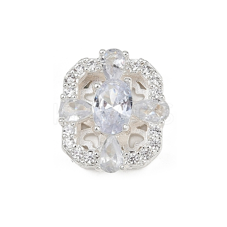 Hollow Rack Plating Brass Clear Cubic Zirconia Beads KK-L236-05S-1