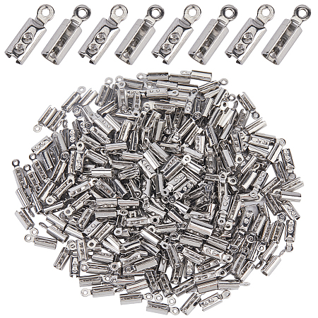 300Pcs 304 Stainless Steel Folding Crimp Ends STAS-SP0001-78-1