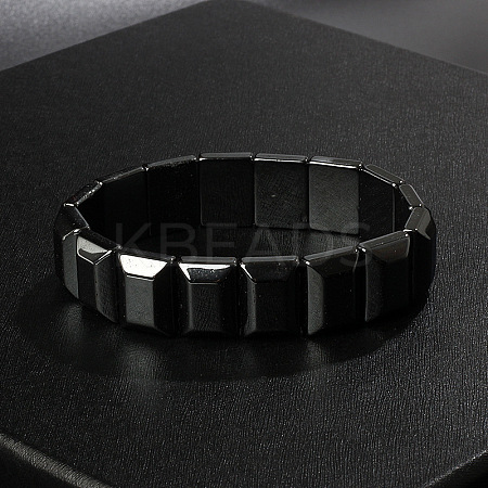 Non-Magnetic Synthetic Hematite Beaded Stretch Bracelets for Men LS-FIND-PW0021-10D-1