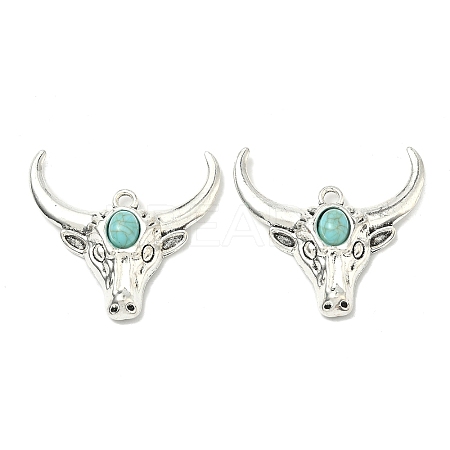 Bohemian Synthetic Turquoise Cattle Pendants FIND-Z112-01AS-05-1