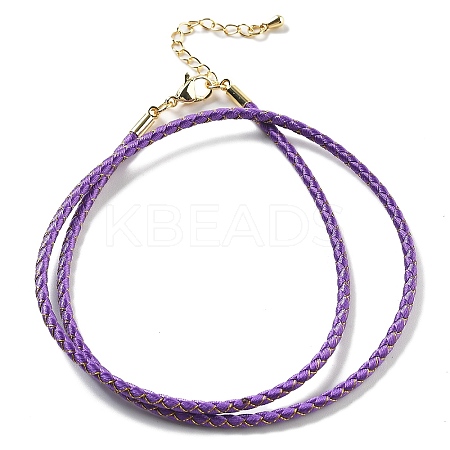 Polyester Cord Braided Necklace Makings MAK-L043-03G-04-1