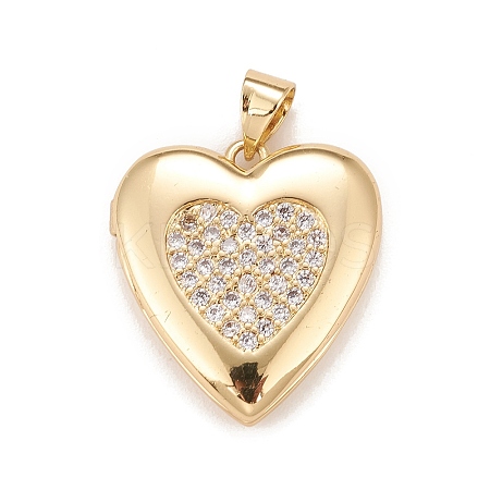Brass Micro Pave Cubic Zirconia Locket Pendants LS-KK-A161-47G-1