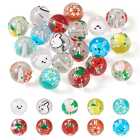  20Pcs 10 Colors Transparent Glass Beads LAMP-TA0001-08-1